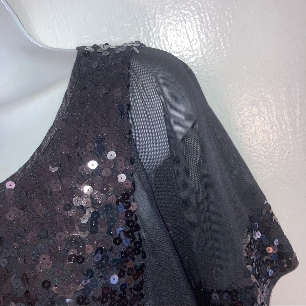 Ignite Black Sequin Stretch Sheer Flutter Short S… - image 8